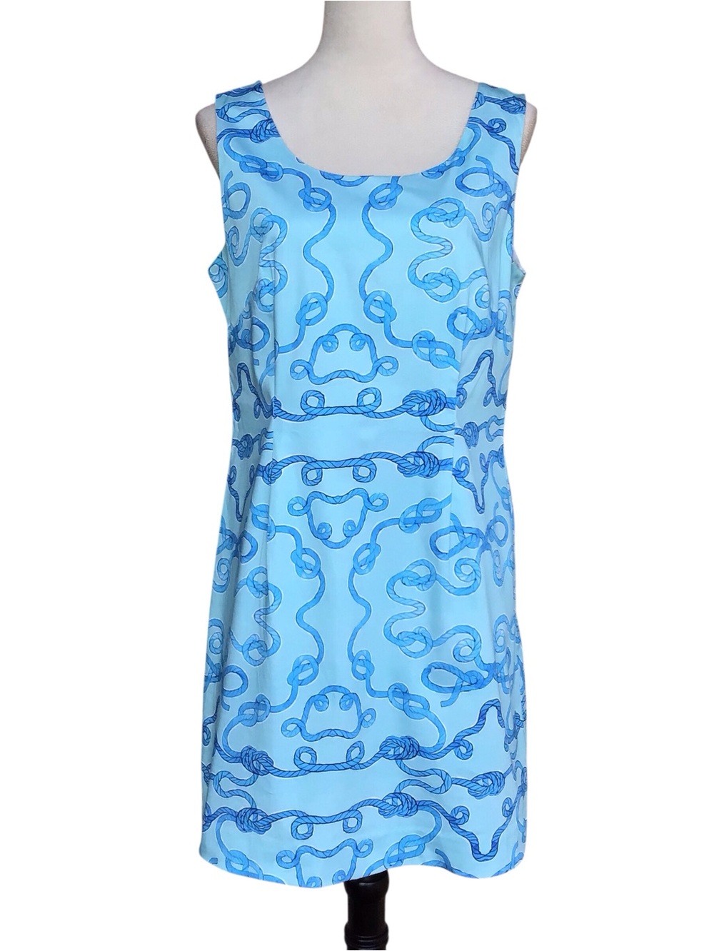 Kaeli Smith Blue Nautical Rope Pattern Sheath Dress Size 14